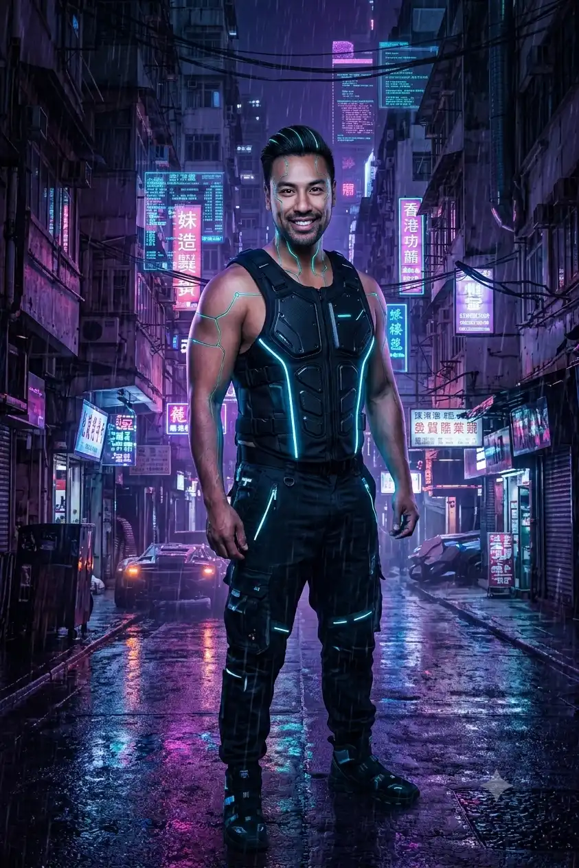 Hasil Generate Prompt AI : Gaya Futuristis & Sci-Fi (Cyberpunk)