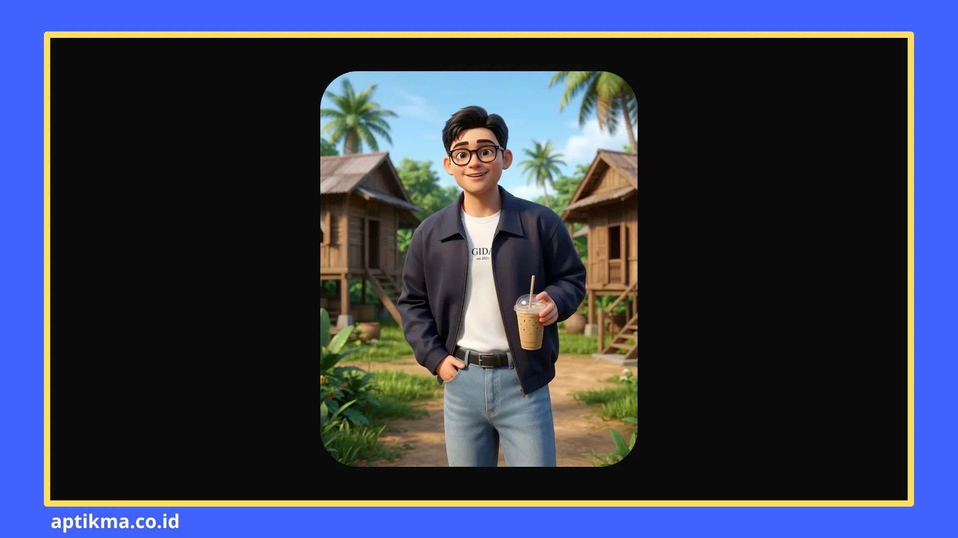 Contoh hasil prompt AI untuk edit foto menjadi karakter Upin Ipin 3D
